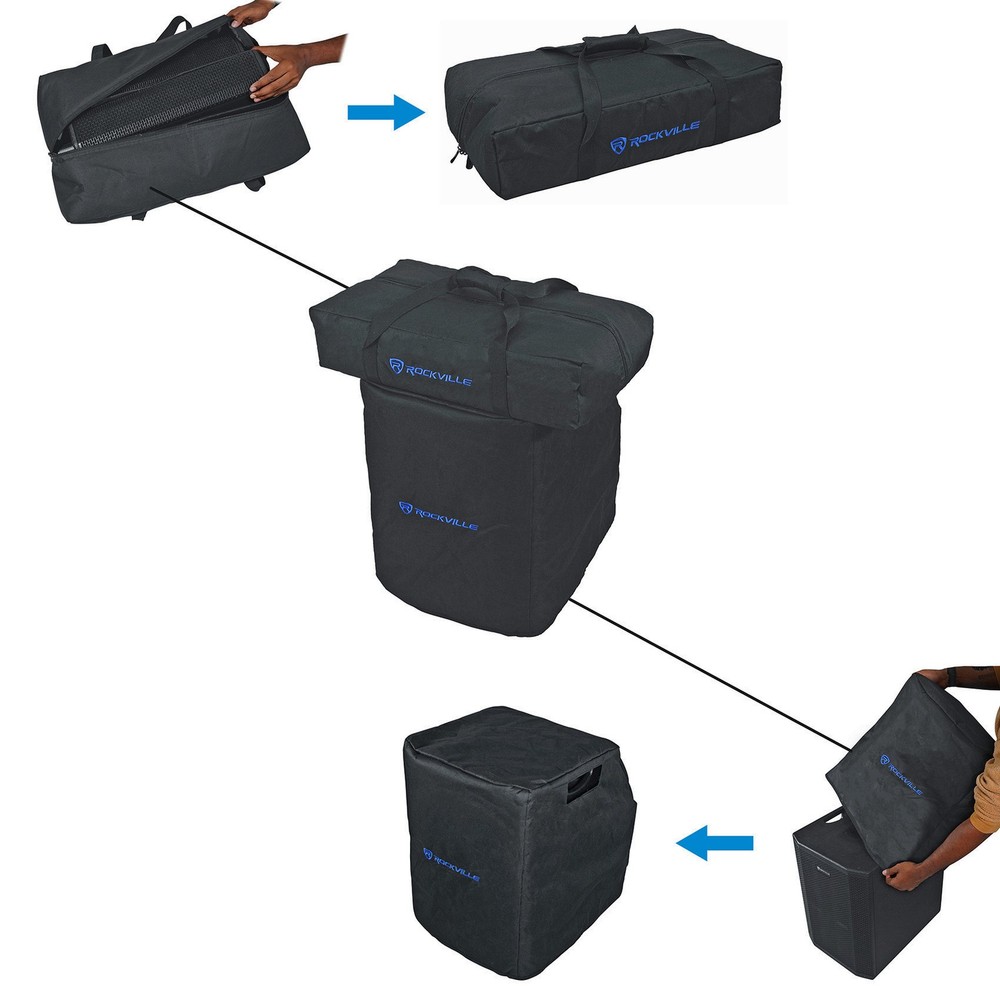 (2) Rockville TITAN ARRAY SYSTEM V2 Powered Column Array Speakers Dual 10" Subs