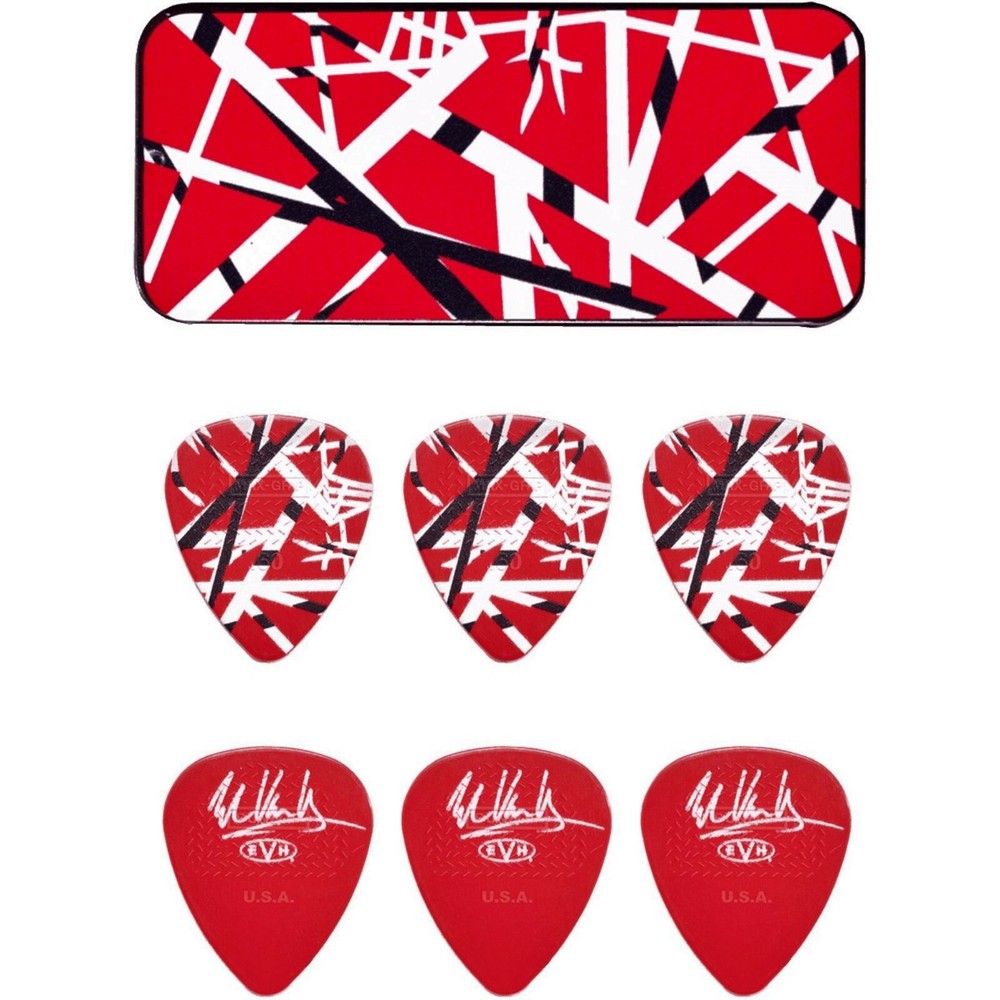 Dunlop EVHPT02 Eddie Van Halen Frankenstein Pick Tin with Max Grip Guitar Picks