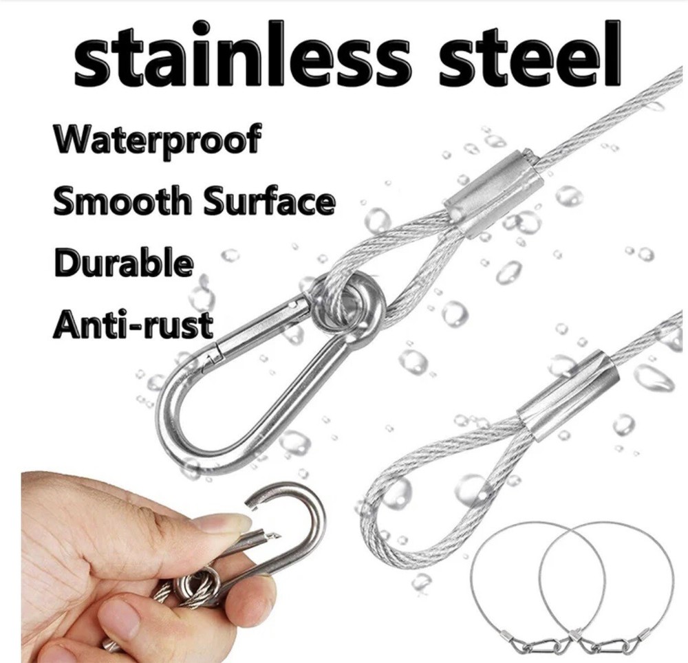 Stage Light Safety Cables 47”, Stainless Steel Security Cable.Multi Use/1Pcs