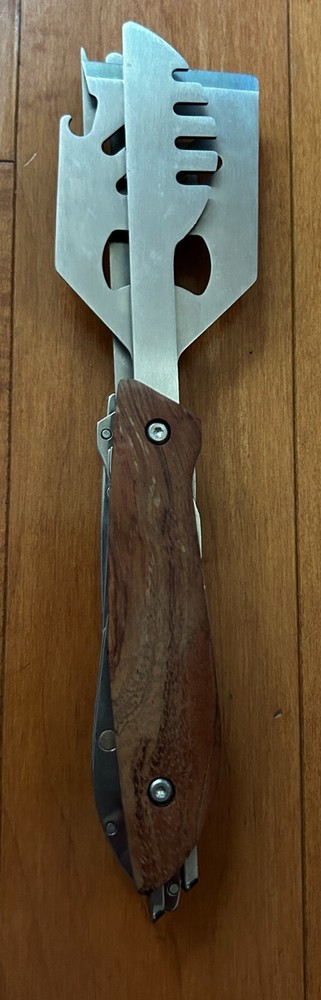 Multi Function BBQ Mini Camping Tool Kit- Tongs Spatula Grill Fork Knife Openers