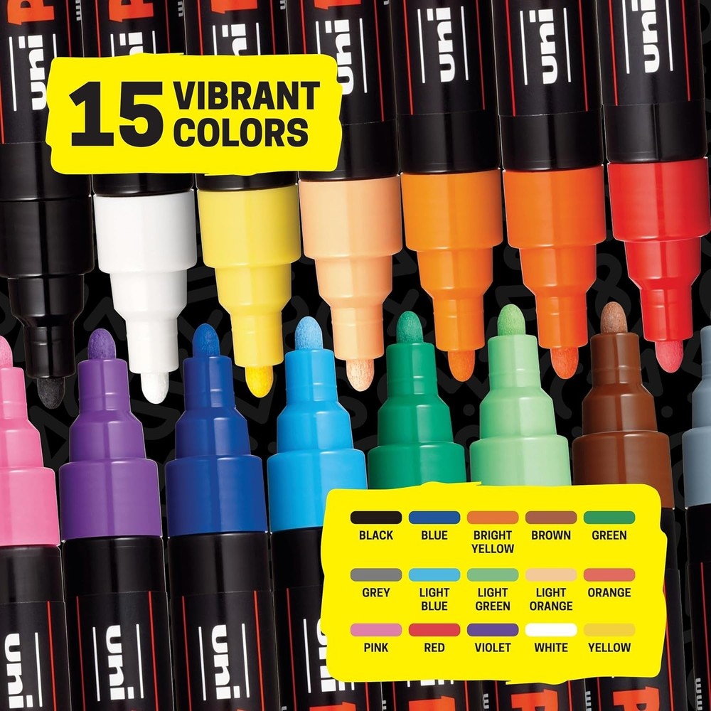 15-Piece Acrylic Paint Markers Set, Professional Quality