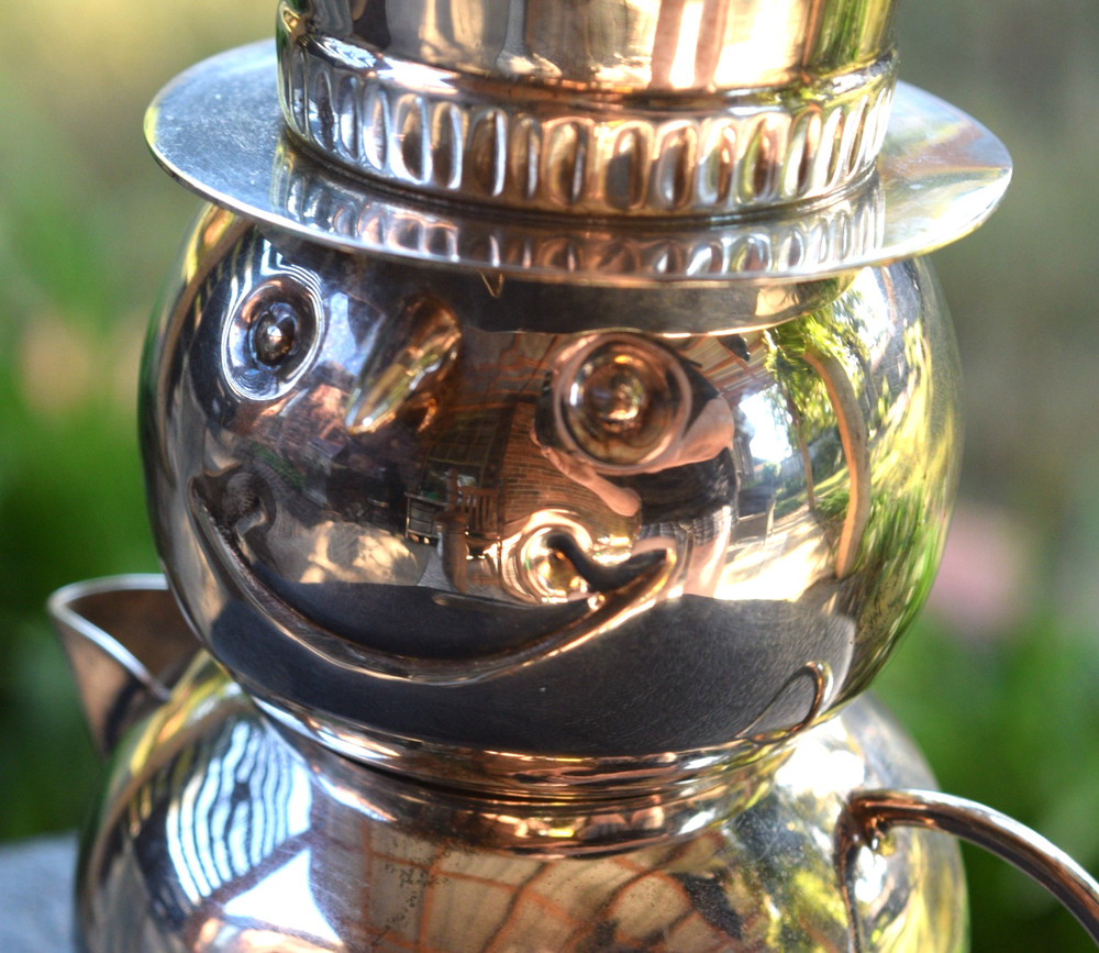 Vintage Silver Plated Snowman 3 piece Stackable Cream and Sugar
