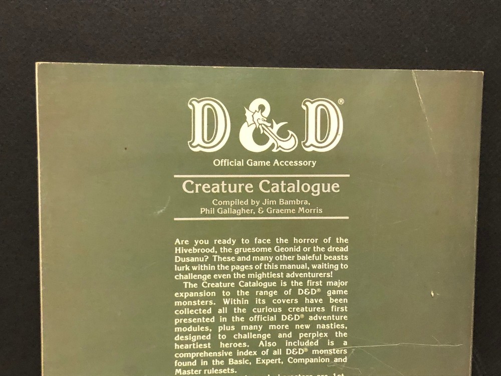 Dungeons Dragons Creature Catalogue 1986