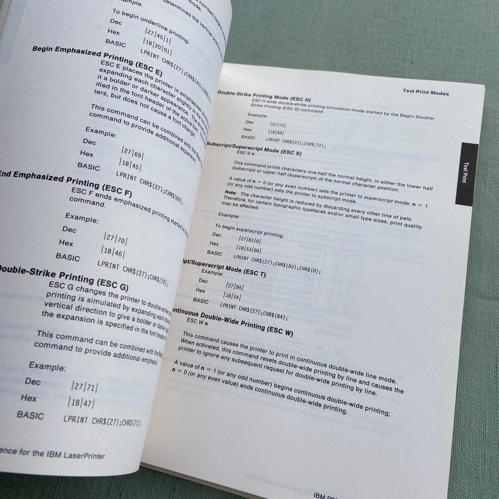 IBM Book Laser Printer Technical Reference 4226 4019 Users Guide Manual 1989 90