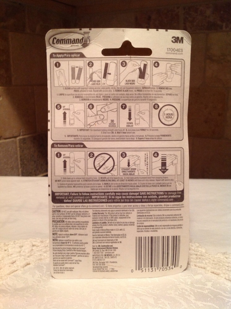 Command Jumbo Plastic Hook with Adhesive Strips, 4-Hooks