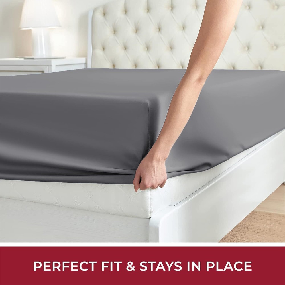 18"- 21" Extra Deep Pocket Fitted Sheet Elastic Corner Straps Soft Bed Sheet Set