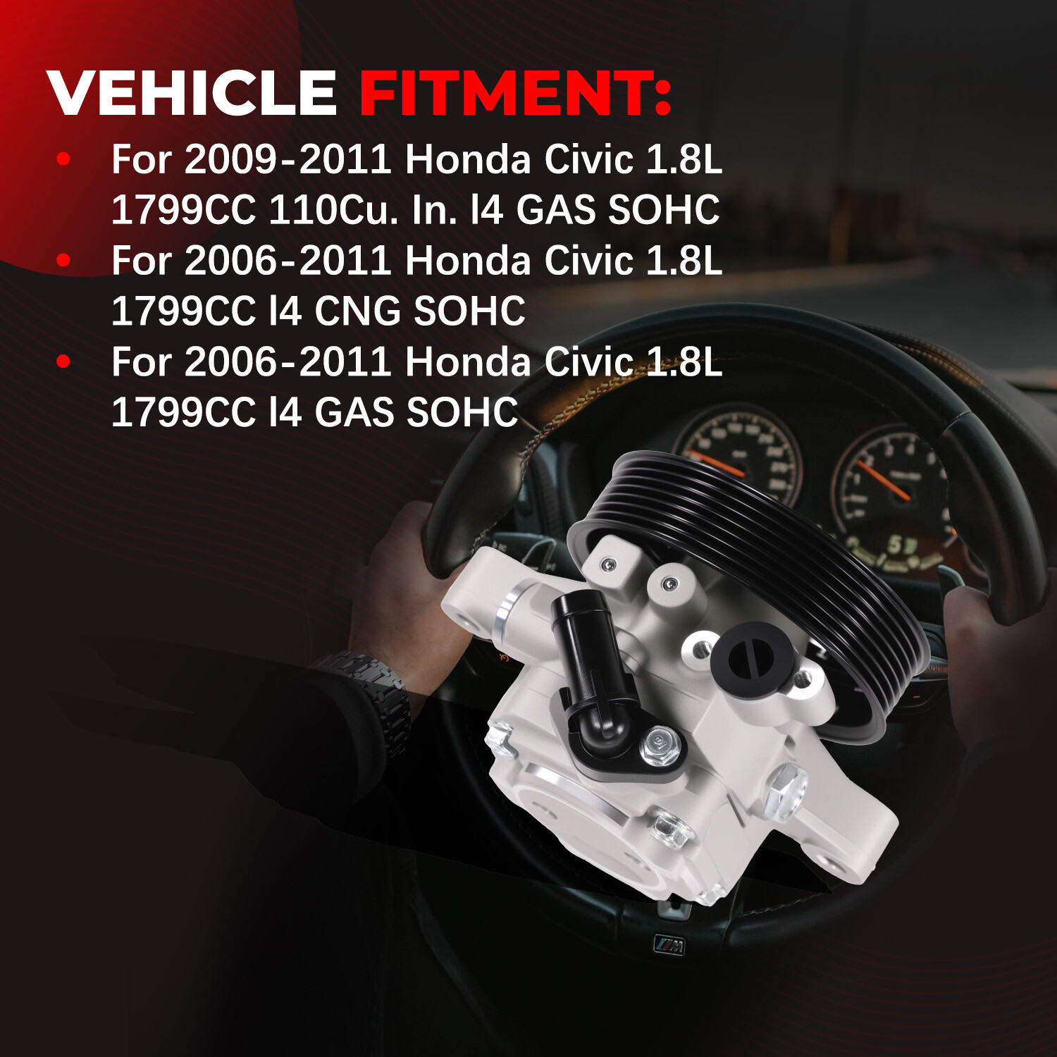 21-5456 Power Steering Pump w/ Pulley for 2006-2011 Honda Civic 1.8L 56110RNAA01