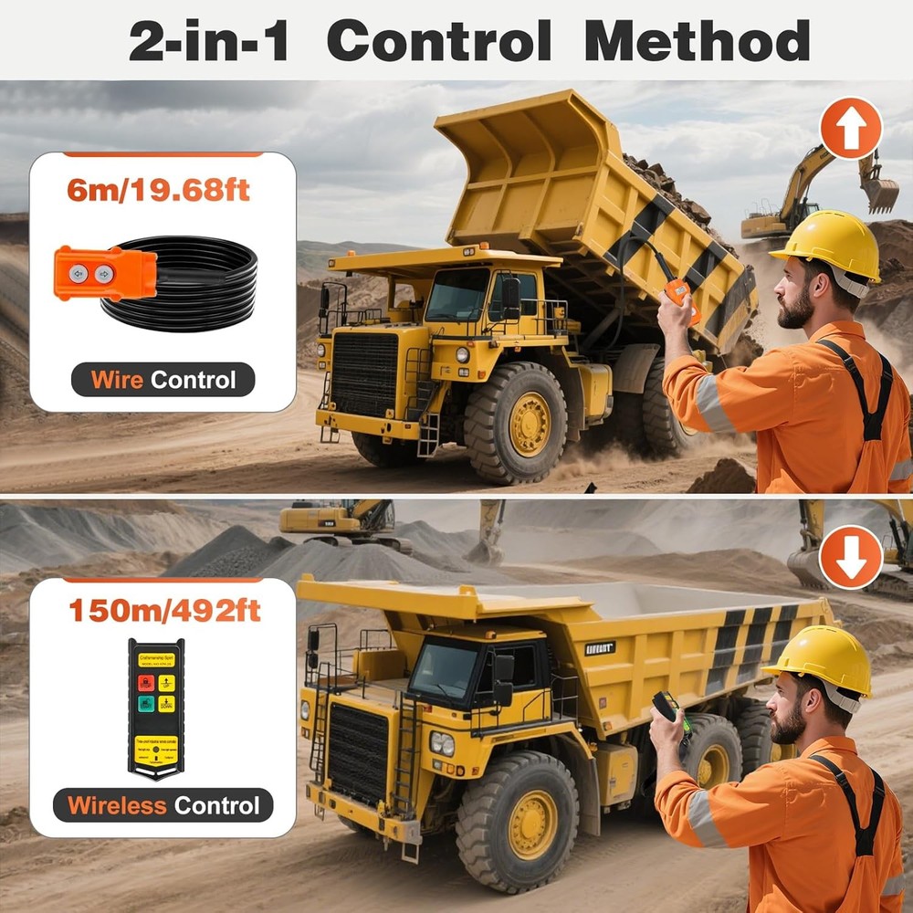 2-in-1 Wireless Crane Remote Control 12V Dump Trailer Controller Up Down Switch