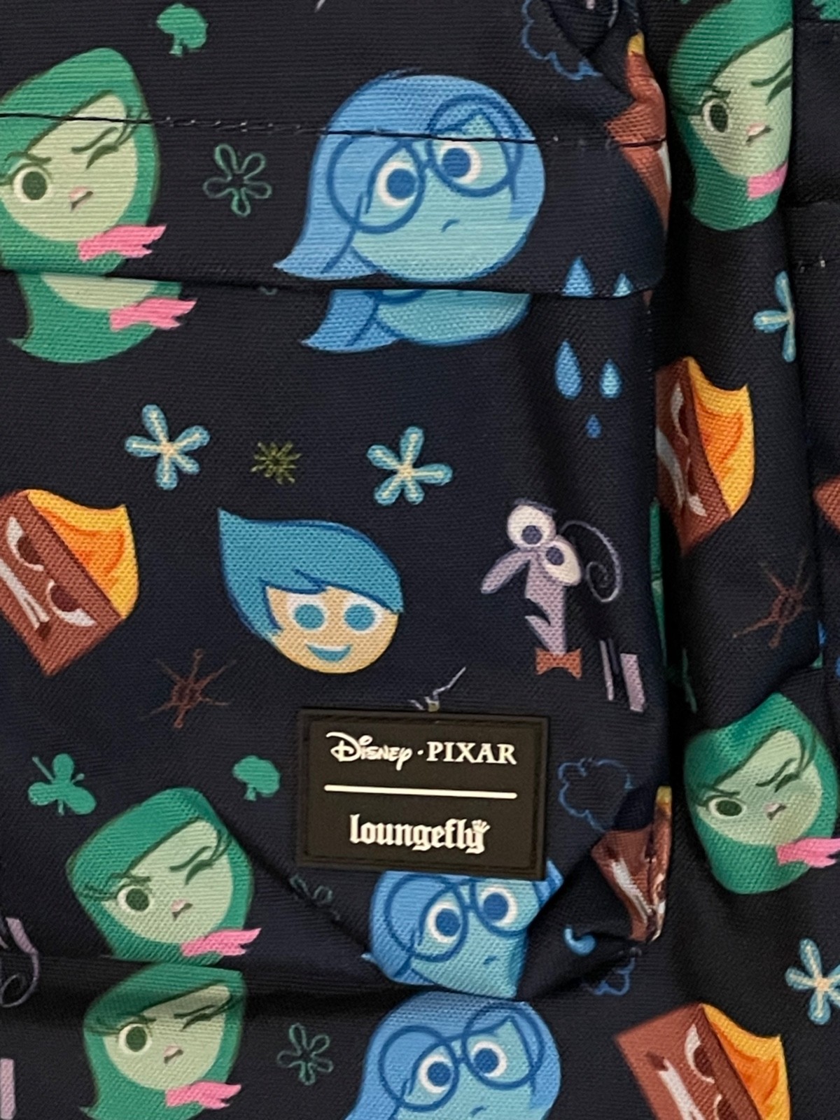 NEW Disney Pixar Loungefly Backpack Inside Out AOP Emotions Navy Blue Nylon