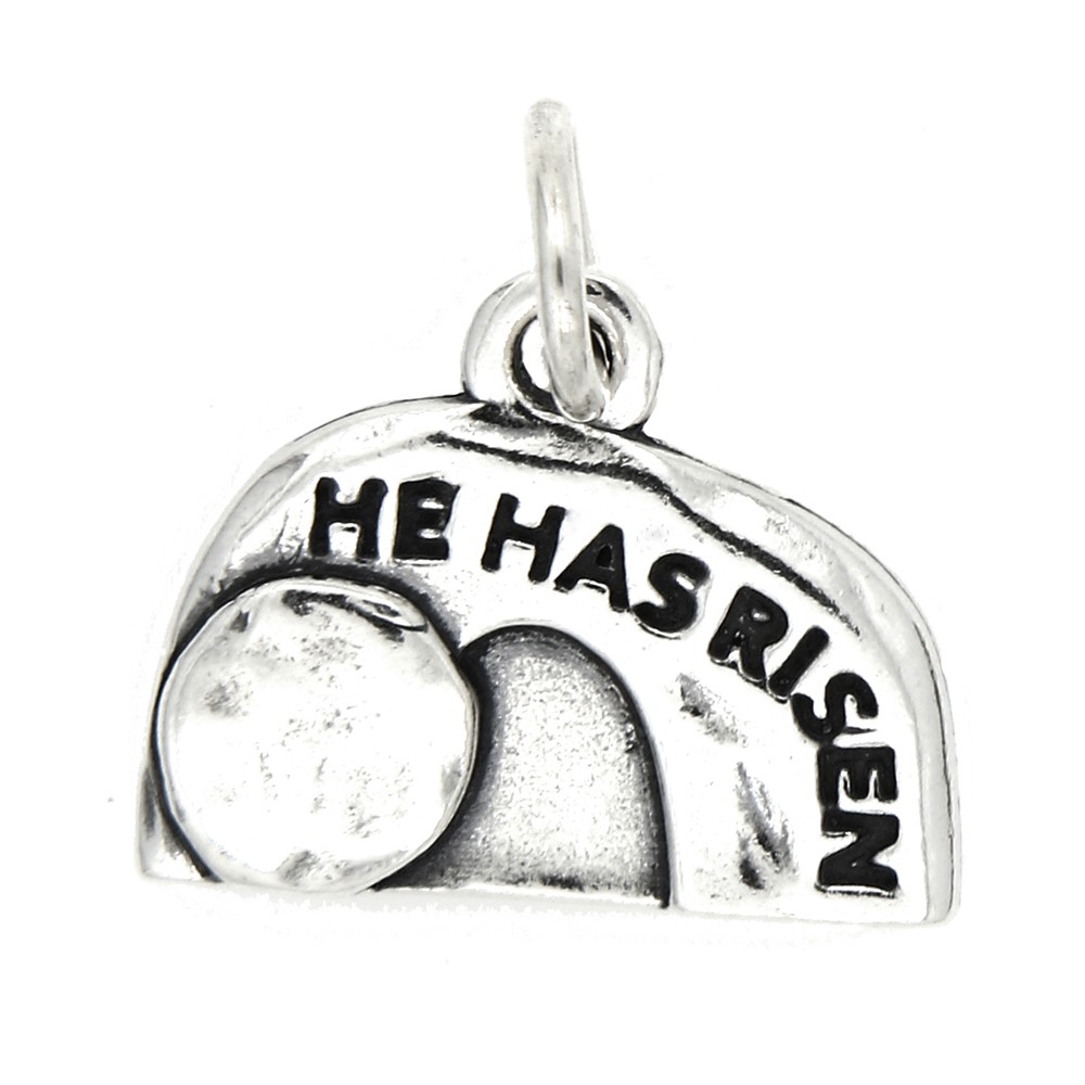 STERLING SILVER HE HAS RISEN JESUS EMPTY TOMB CHARM PENDANT