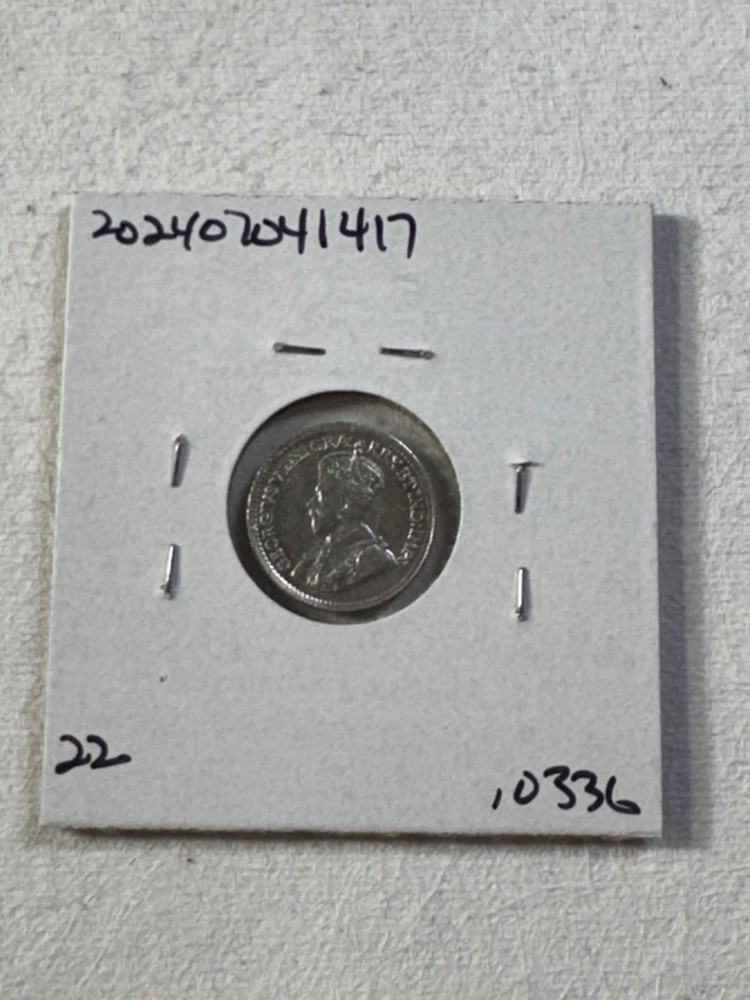 1917 Canada 5 Cents Silver Coin Cleaned