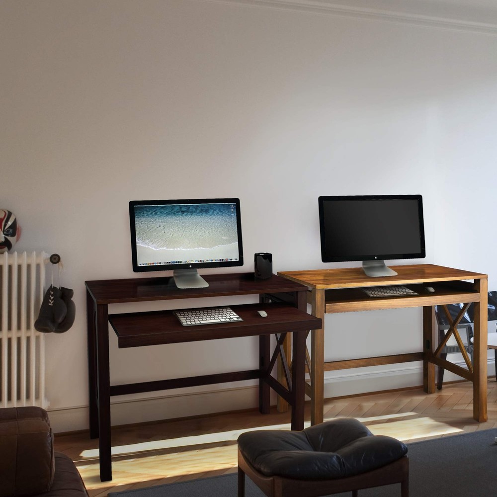 Montego Folding Desk with Pull-Out Tray-Espresso