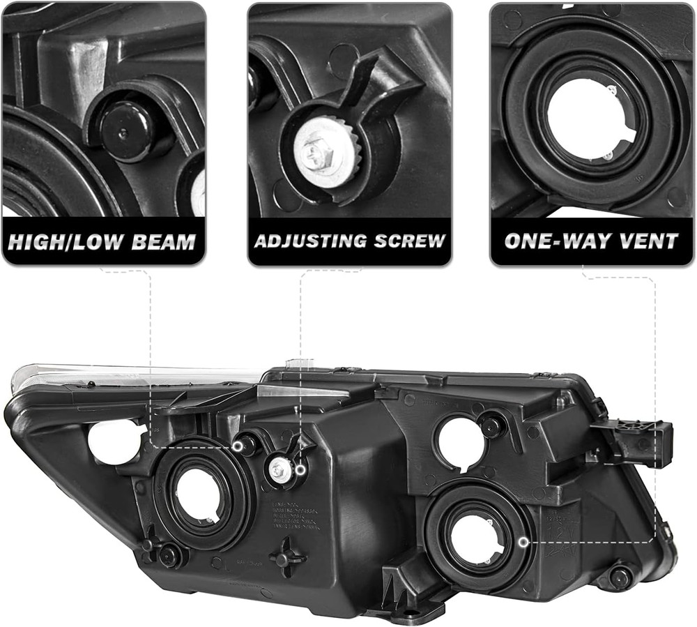 Halogen Headlight Assembly Compatible with 2009-2020 Dodge Journey Replacement O
