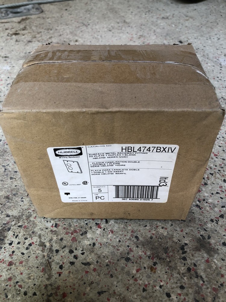(5) Hubbell Wiring Device-Kellems Rectangular Raceway Plates, HBL4747BXIV Ivory