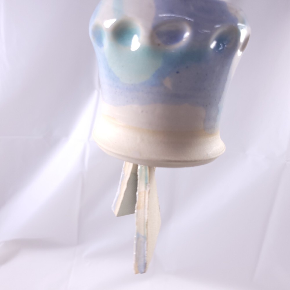 Ceramic Bell Windchime Handmade White Blue Purple