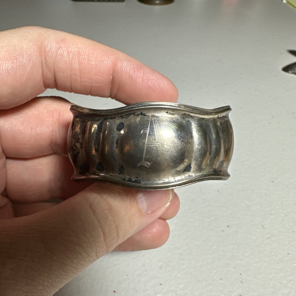 Vintage 800 Silver Napkin Ring Monogram