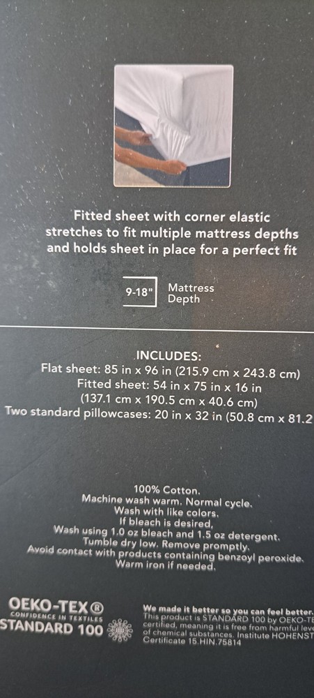 FULL SIZE SHEET SET 400 Thread Count Printed Performance 100% Cotton Threshold!