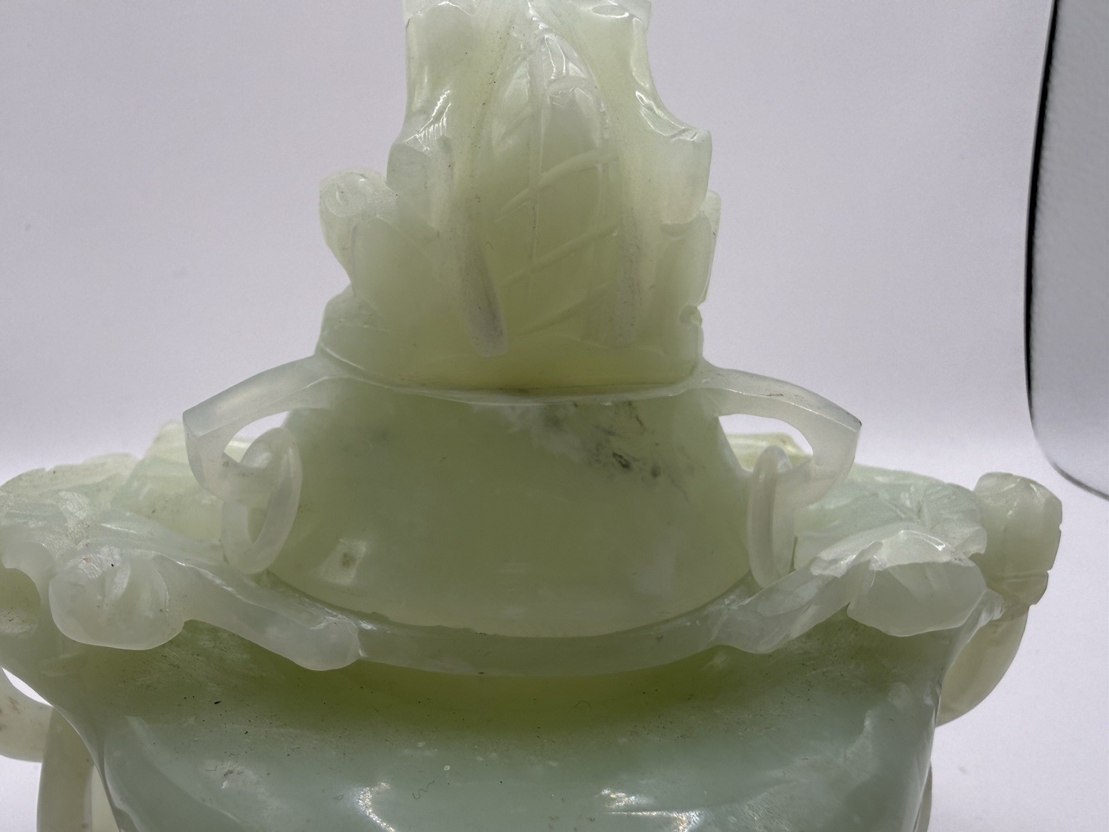 Stunning Hand Carved Early 20th Century Chinese Natural Jade Incense Burner Rare