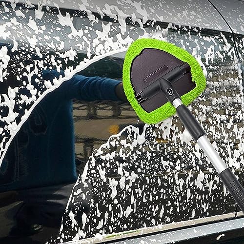 Car Windshield Cleaner, Microfiber Auto Cleaning Wiper with Green-Triangle