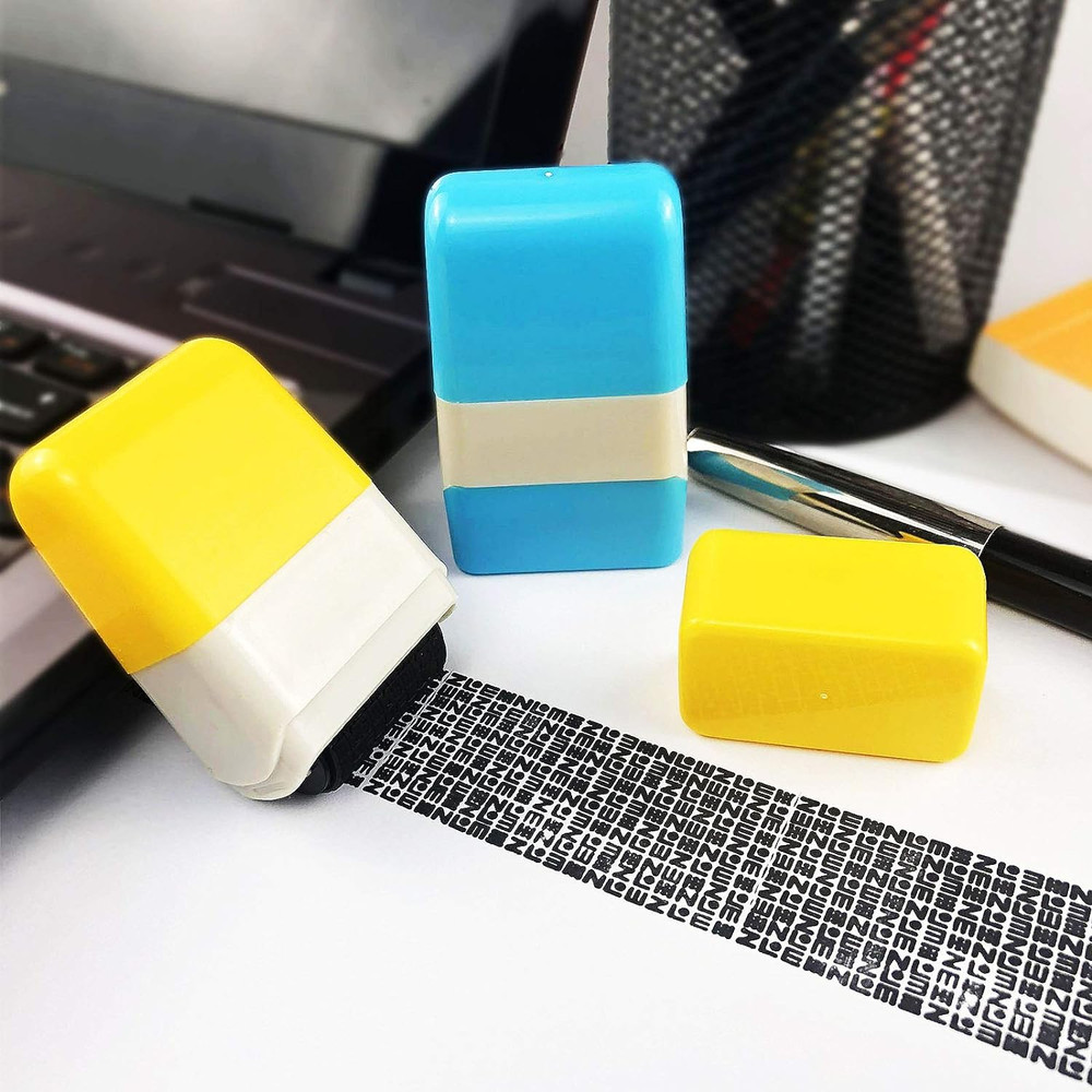 2Pcs Identity Protection Roller Stamps Identity Prevention Theft Stamp Wide Roll