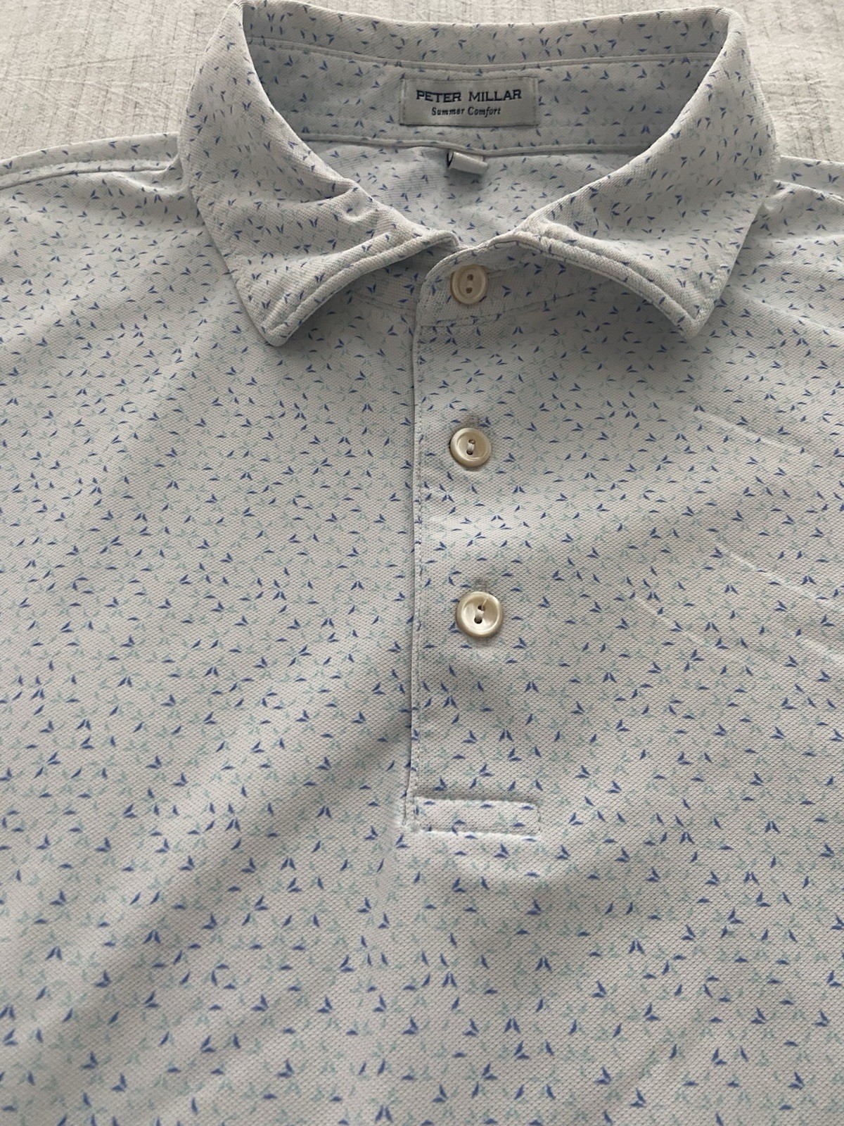 Peter Millar Summer Comfort Polo Shirt - New Medium White Pattern