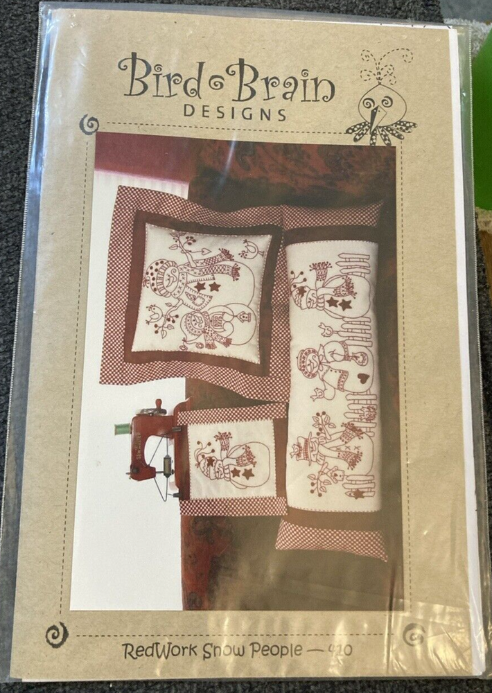 Rare Bird Brain Designs RedWork Snow People embroidery 2010 pattern #410