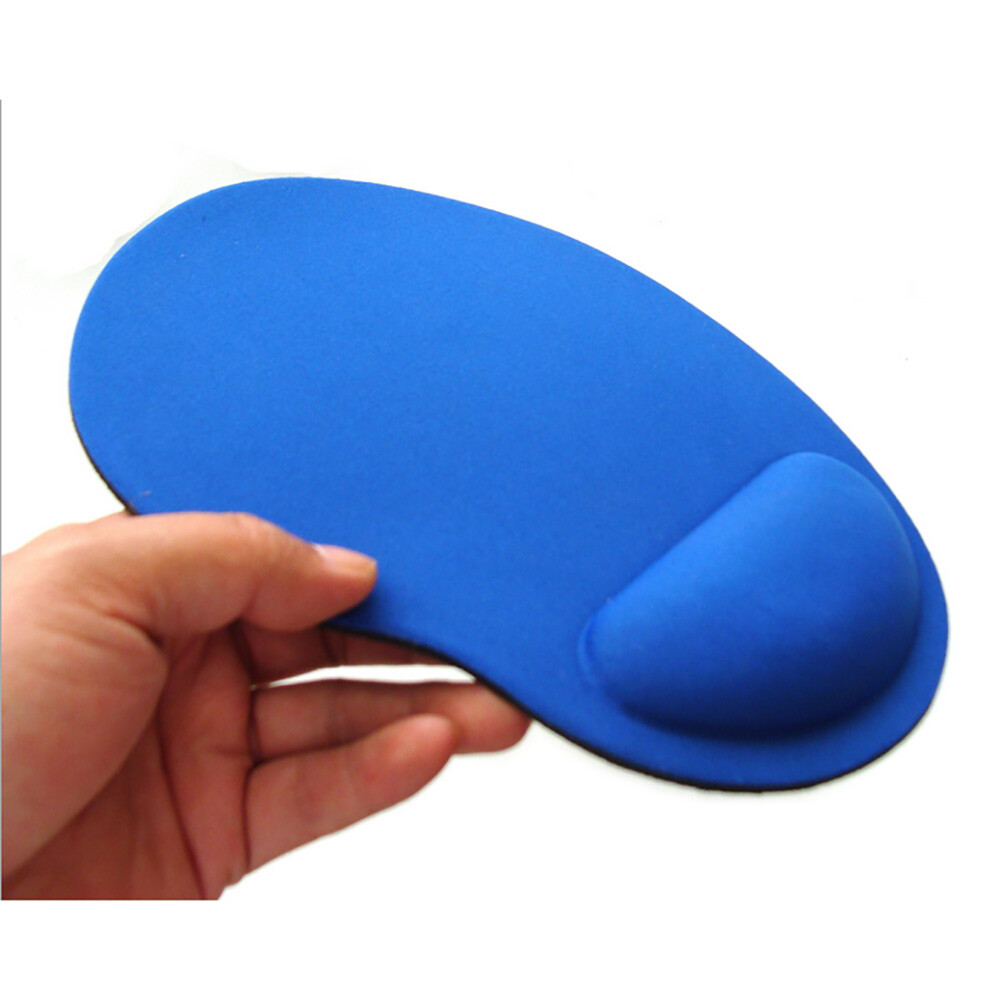 PC Mousepad Ergonomic Comfortable Mat With Wrist Rest Support Non Slip Blue