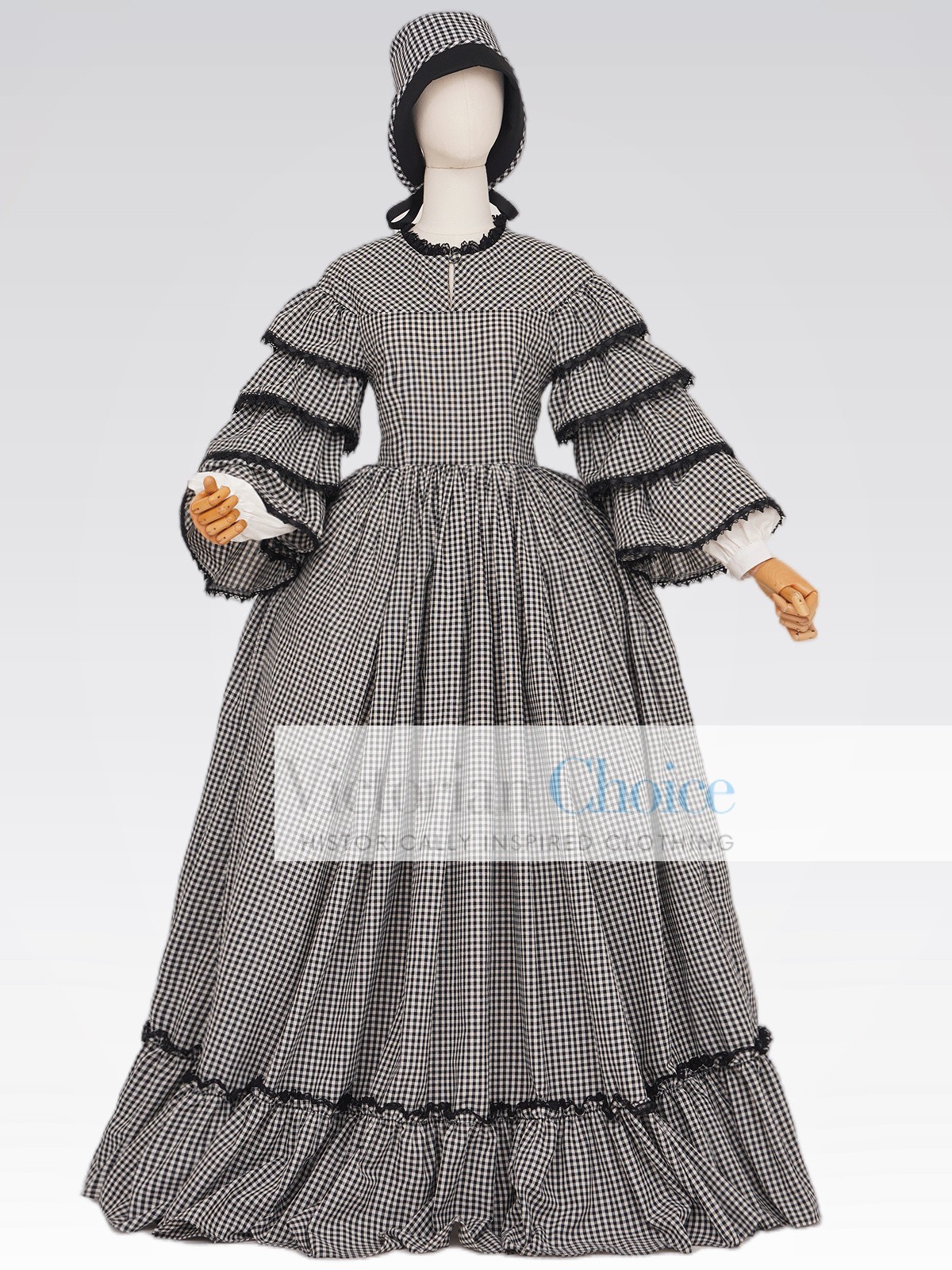 Victorian Dickens Plaid Dress Civil War 1850s 1860s Frontier Women Theater 260