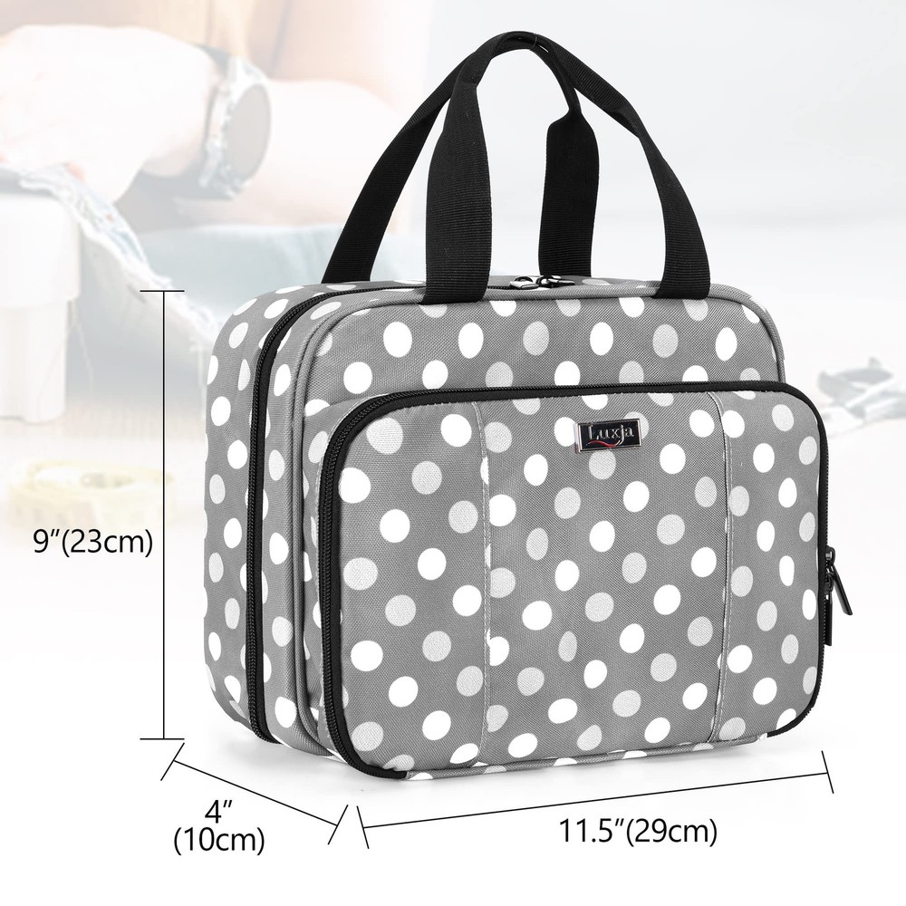 Large Sewing Organizer 3 Inner Sections Foldable Storage Pockets Polka Dots