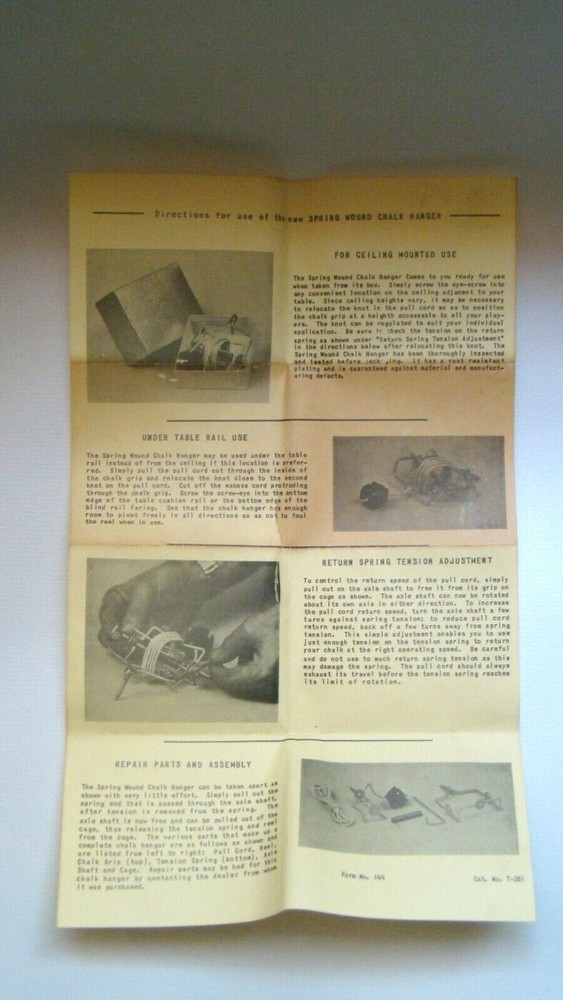 Antique Williams? Pool Chalk Holder Retractable Billiard Ceiling Table Rare Pull