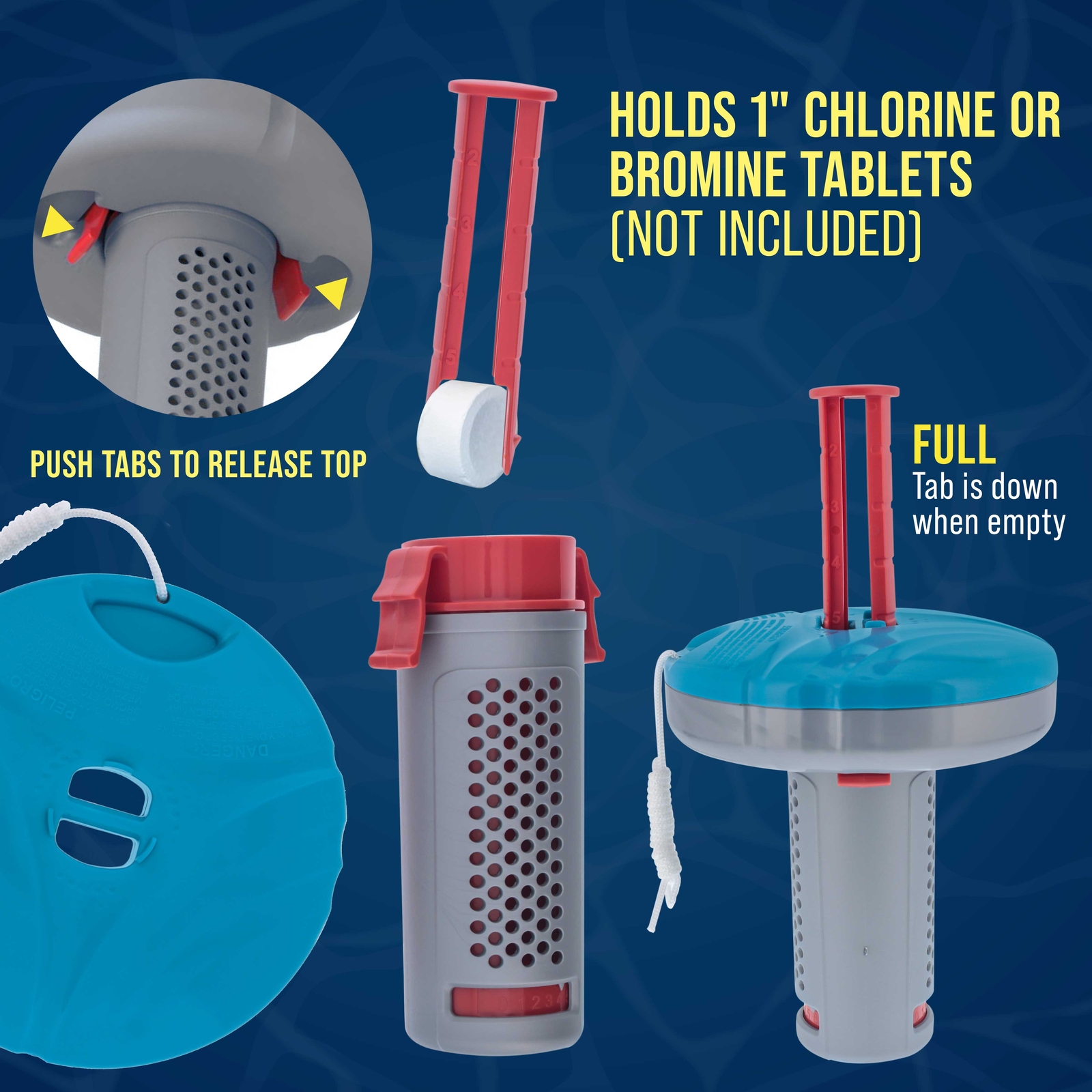 Floating Spa, Hot Tub, Pool Chlorine & Bromine Chemical Dispenser, 6 Settings