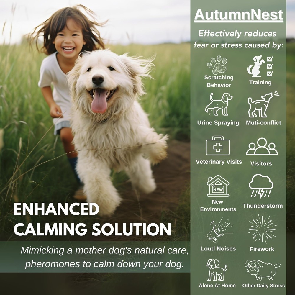 Dog Pheromone Calming Diffuser Kit, Pet Diffuser Kit (2 Plug-in + 4 Packs 48m...