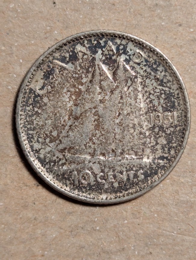 1951 Canada 10 Cents Silver