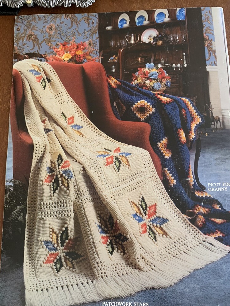 Afghan Book 3 Crochet & Knit 17 Design Pattern Book Ripple Floral Patchwork Star