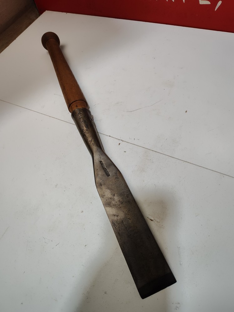 Early Jackson 1-7/8" Socket Chisel Bevel Edge Timber Frame Shipwright Barn Slick
