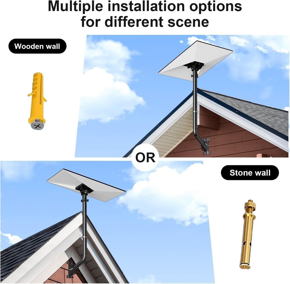Universal Adjustable TV Antenna Pole Mount, J-Mount Solid Mast 1.38'' x 28'' ...