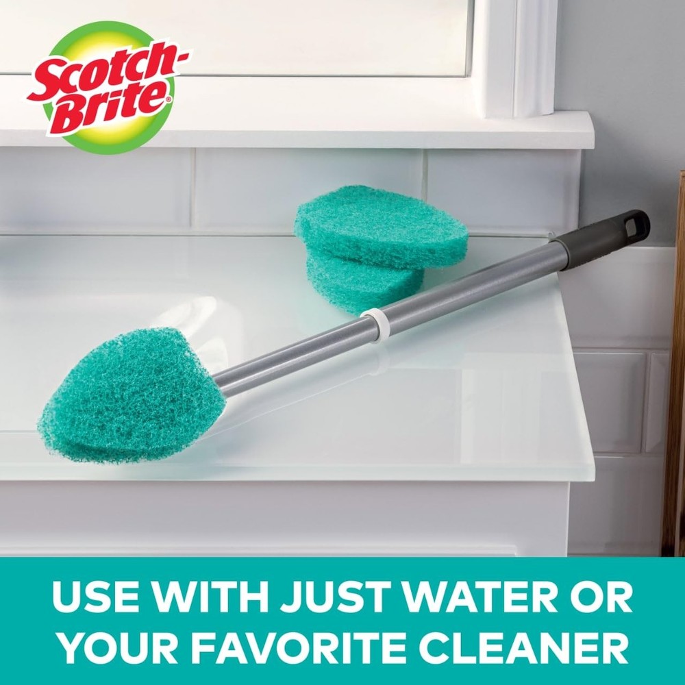 Scotch-Brite Extendable Tub Tile Scrubber Kit, Includes 1 Handle and 3
