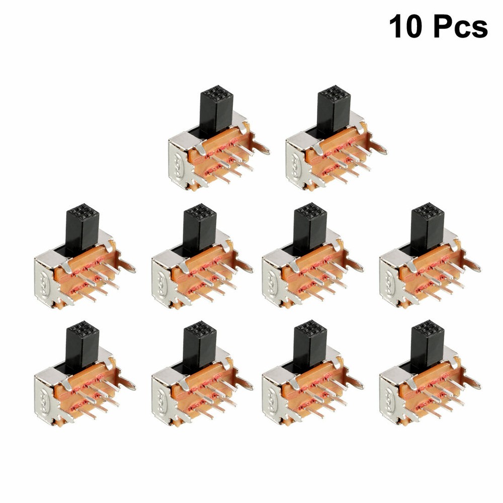 10Pcs 5mm Horizontal Slide Switch DPDT 2P2T 6 Terminals PCB Panel Latching