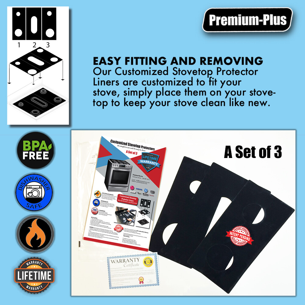 Frigidaire Gas Stove Protectors, Custom cut to fit your Stove, Lifetime Warranty