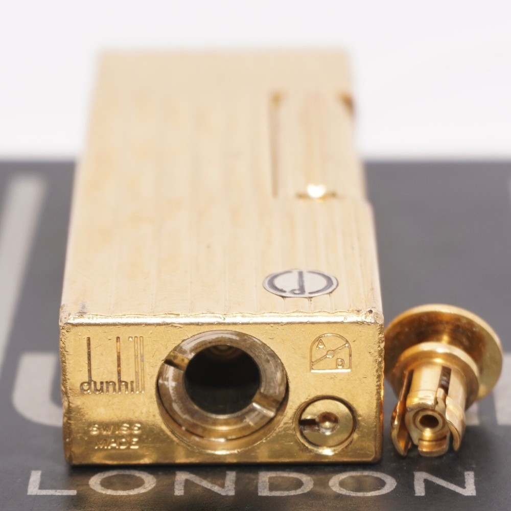 Rare Dunhill Lighter Gold Stripe Pattern-Ultrasonically cleaned_Working