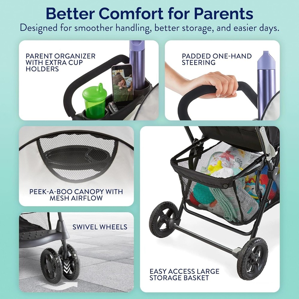 Cloud Plus Lightweight Umbrella Stroller: Reclining Chair with Canopy & Storage