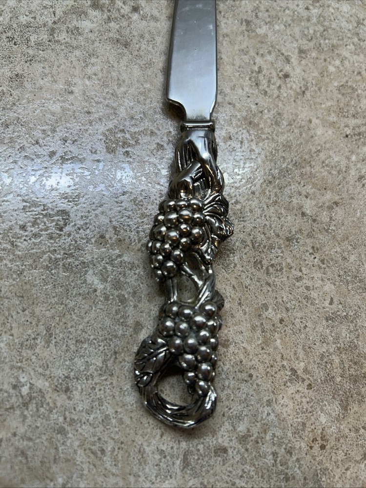 Silver Cheese Knife Grape Vine design