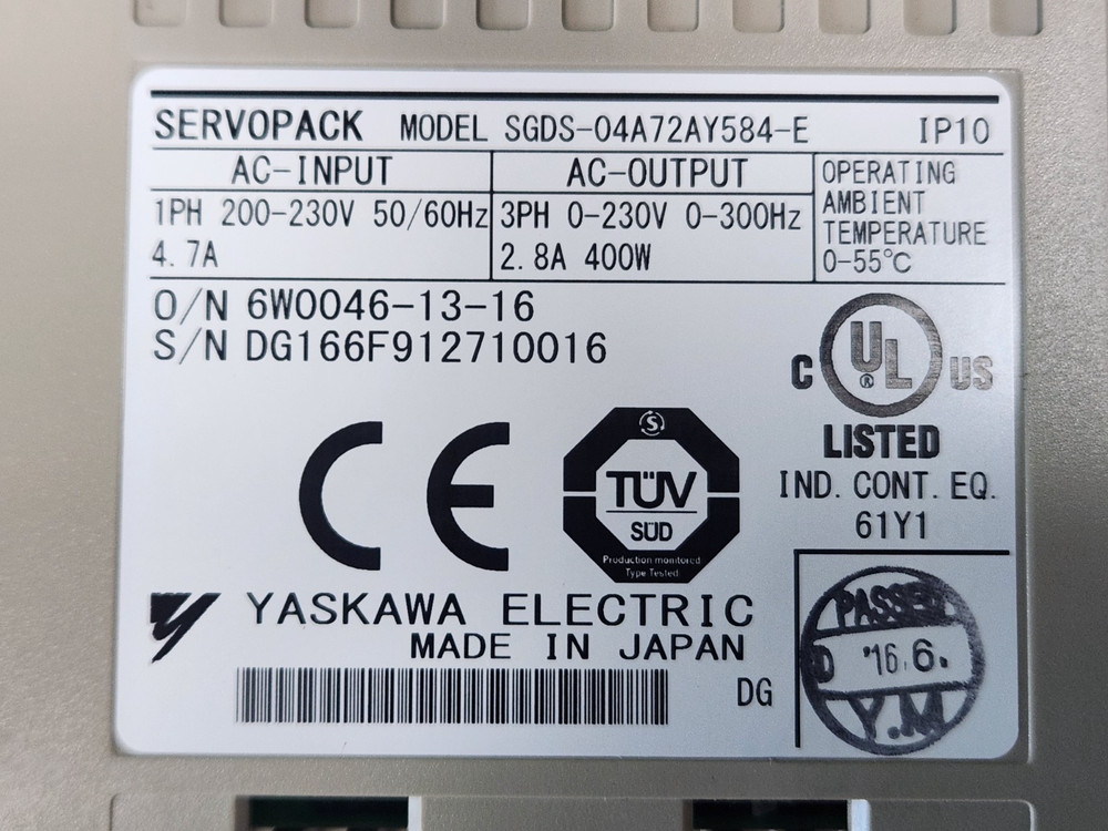 YASKAWA SGDS-04A72AY584-E Servo Drive SERVOPACK, USED