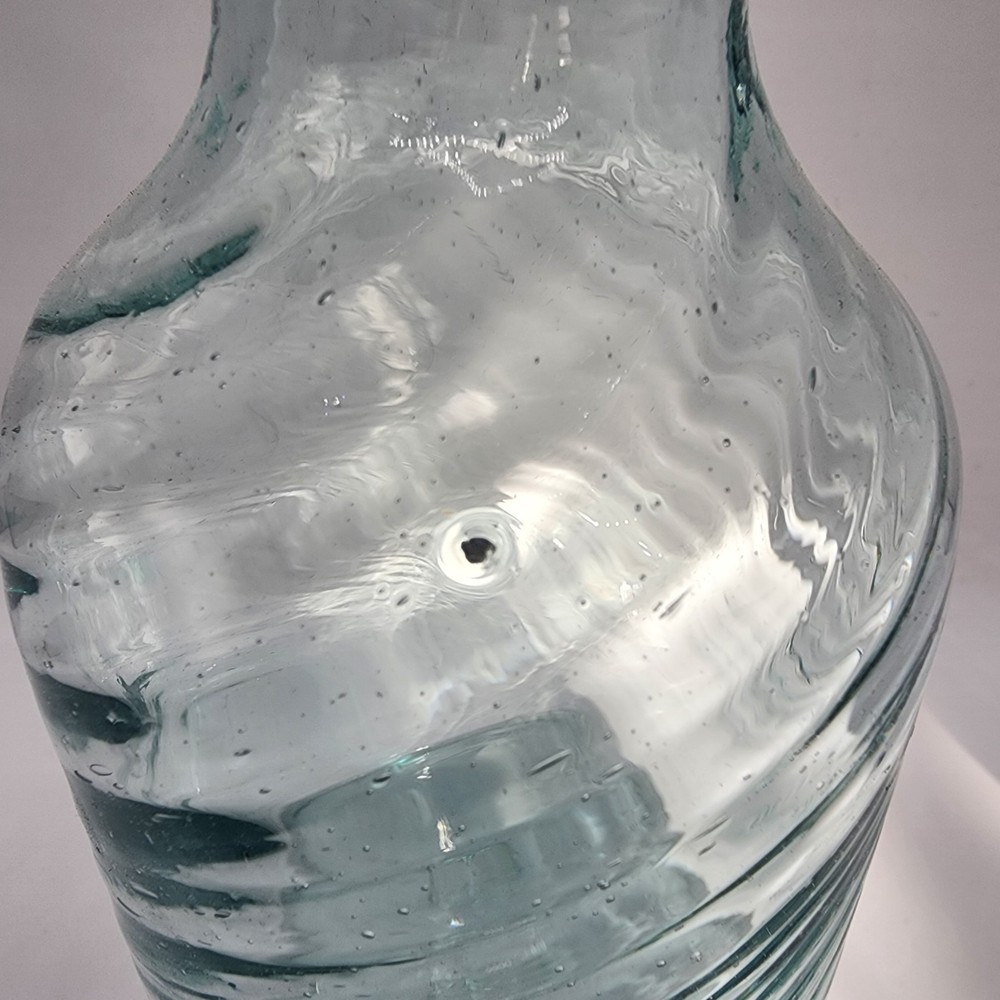 Clear Handblown Seeded Swirl Pitcher