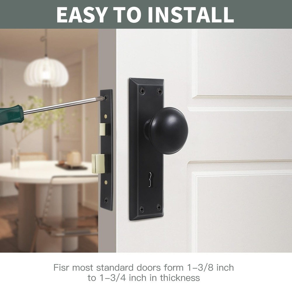 Newliplace Mortise Lock Set for Interior 1 Pack, Matte Black