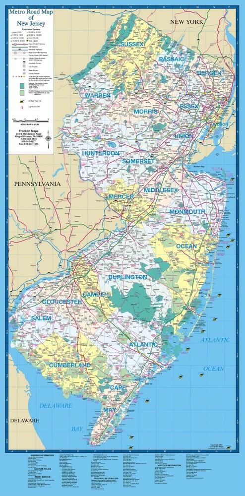 New Jersey EZViewer Laminated Map by Franklin Maps