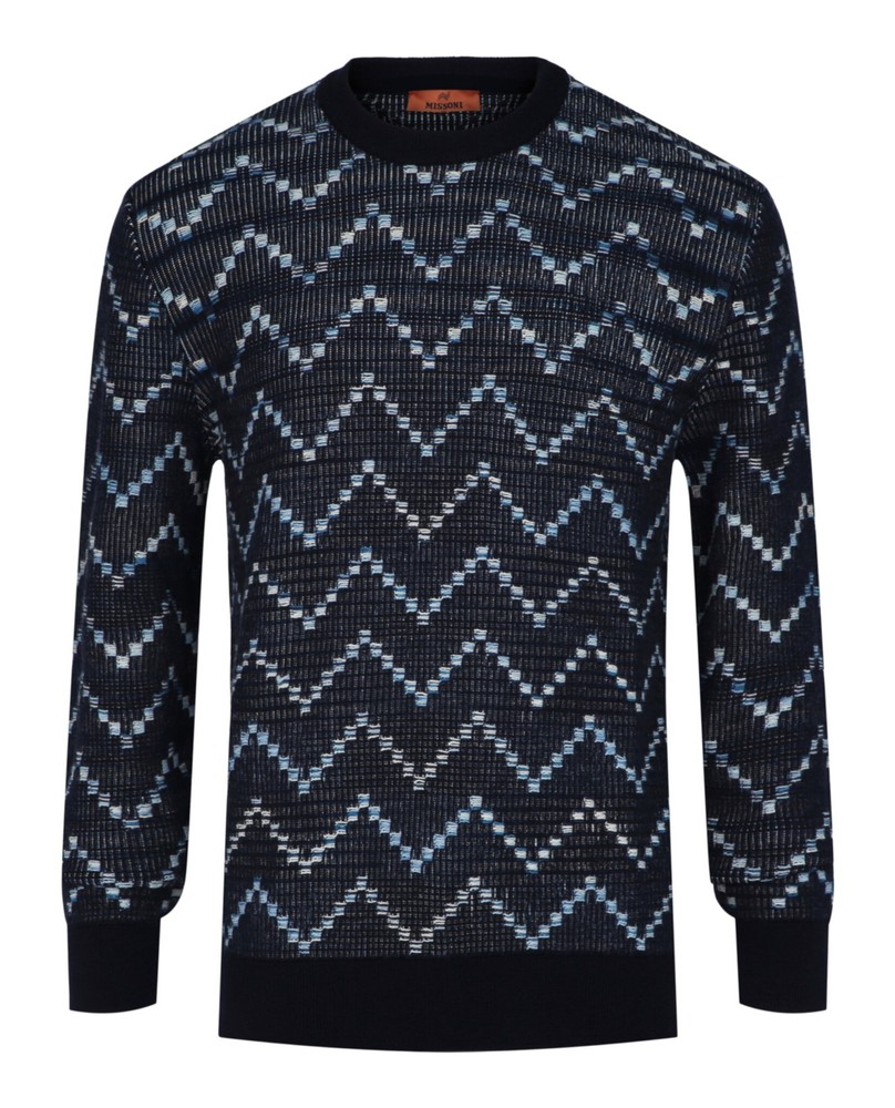 M Missoni Mens Zig-Zag Crewneck Pullover Sweater