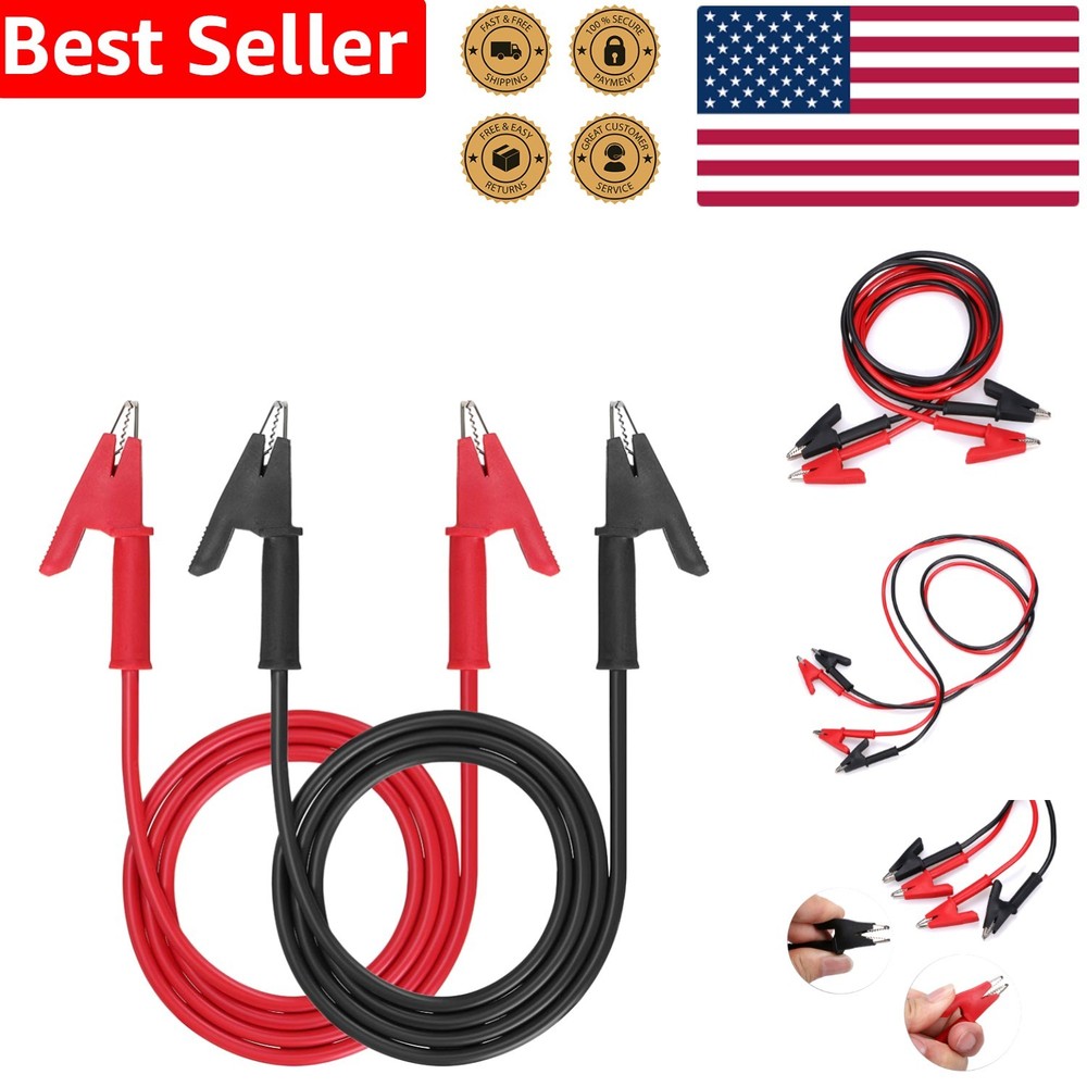 Flexible 1m Alligator Clip  Leads - 15A Capacity with Protective Insulation