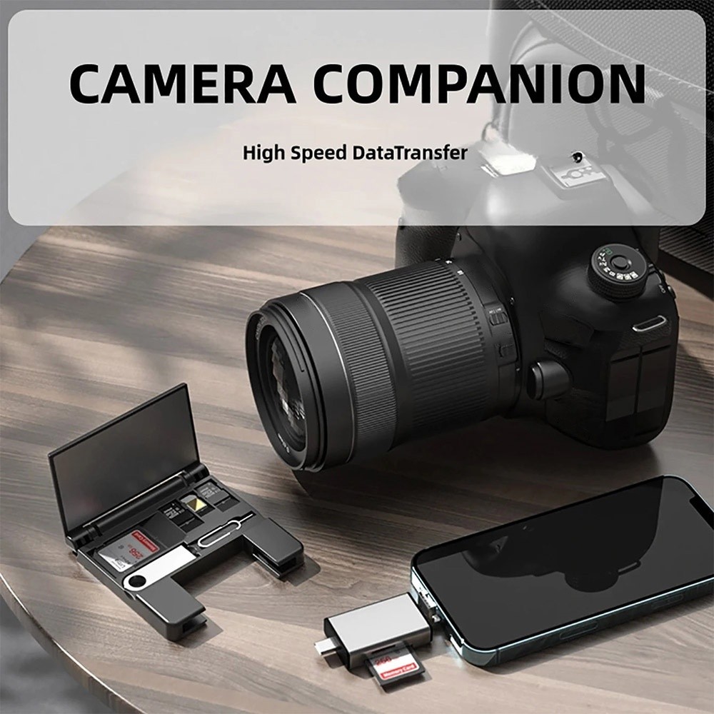 USB-C OTG Adapter SD TF Memory Card Reader Storage Box For iPhone Samsung Tablet