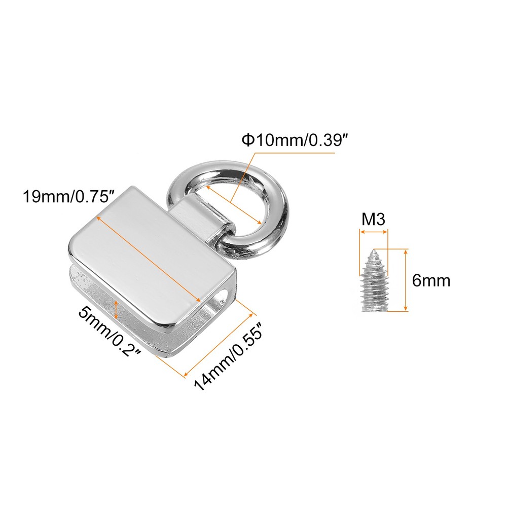 Metal Bag Connector D Ring, 2 Sets Rectangle Bridge Hanger Buckle (Silver Tone)